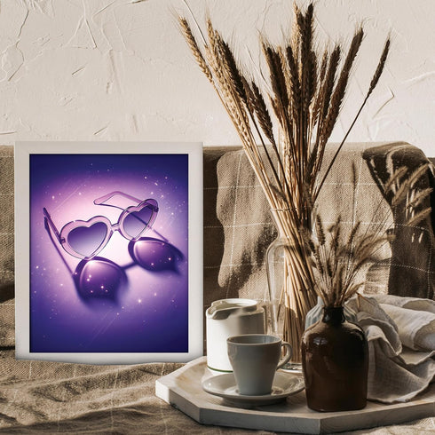 Posterizer 1 pcs-minimalistic purple girly aesthetic heart sunglasses-Girls room art-Miscellaneous-Gifts for Women-Gift for Girls, Teens- UNFRAMED...